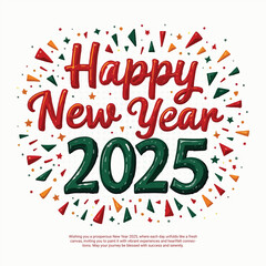 Happy New Year 2025 Celebration with Indian-style social media post sticker banner