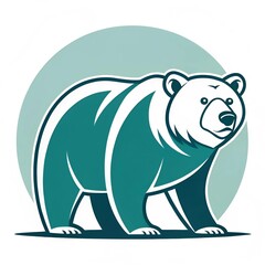 Obraz premium A vector illustration of a bear standing in front of a mountain surrounded by trees.