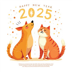 Happy New Year 2025 Celebration with Indian-style social media post sticker banner