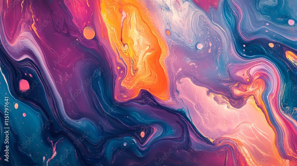 Poster abstract colorful liquid marble background with flowing waves and fluid texture in vibrant gradient 