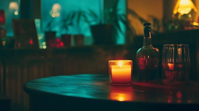 Dark room with faint emergency exit sign glow during power blackout, capturing sudden disruption and eerie stillness with scattered objects faintly visible in dim light.