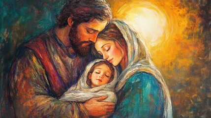 Tender Family Moment with Mother, Father, and Baby in Warm Light