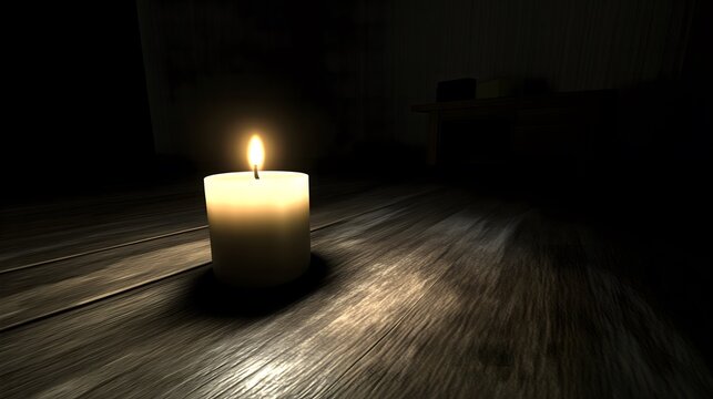 Dark room with faint emergency exit sign glow during power blackout, capturing sudden disruption and eerie stillness with scattered objects faintly visible in dim light.