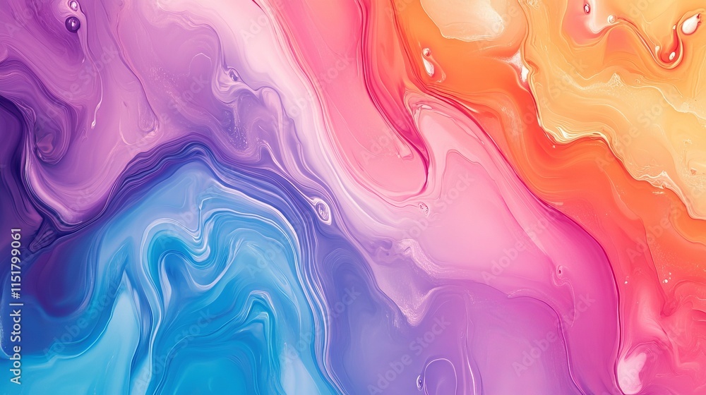 Poster abstract colorful liquid marble background with flowing waves and fluid texture in vibrant gradient 