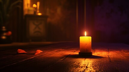 Dark room with faint emergency exit sign glow during power blackout, capturing sudden disruption and eerie stillness with scattered objects faintly visible in dim light.