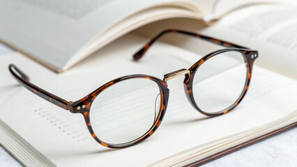 glasses on book