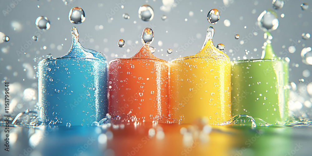 Aufkleber vibrant cylinders submerged in sparkling water, displaying refreshing colors, creating a delightful 