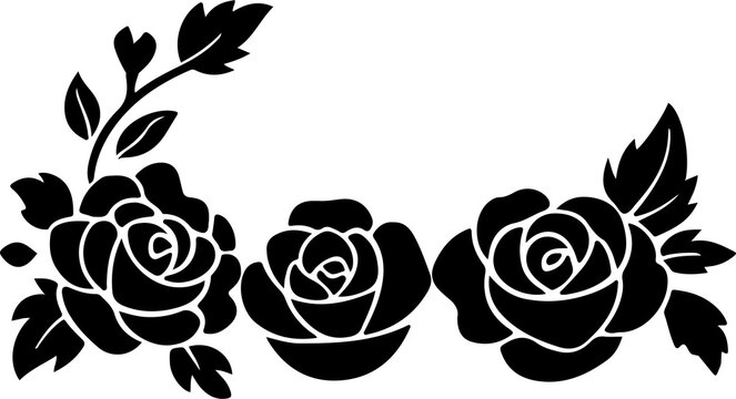 silhouette black rose flower decoration vector illustration background