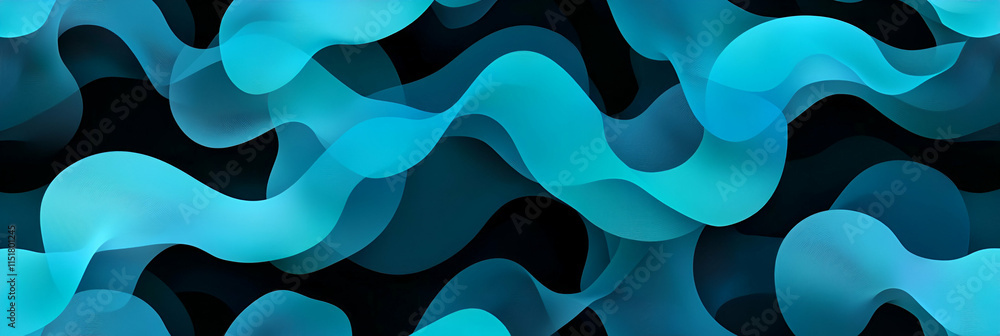 Poster abstract blue wave background, seamless pattern of flowing, dynamic curves creates an elegant and mo