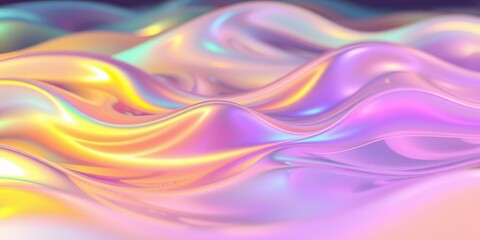 Obraz premium Abstract iridescent waves of pastel colors flowing smoothly
