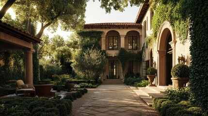 Obraz premium a historical mansion with grand architecture, intricate details, and lush gardens, representing timeless elegance