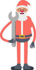 Santa Claus Character Holding Wrench
