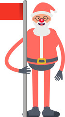 Santa Claus Character Holding Flag Pole
