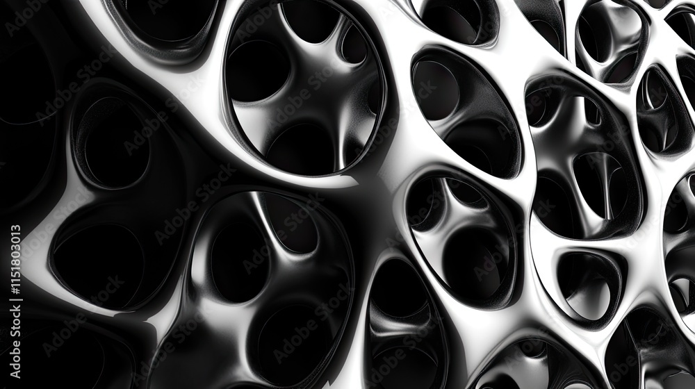 Poster a multi-layered composition of geometric shapes, creating depth and dynamism in a futuristic environ