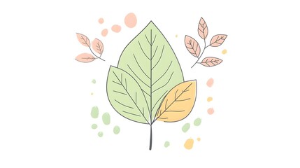 Pastel Leaves Design Featuring Three Autumnal Leaves