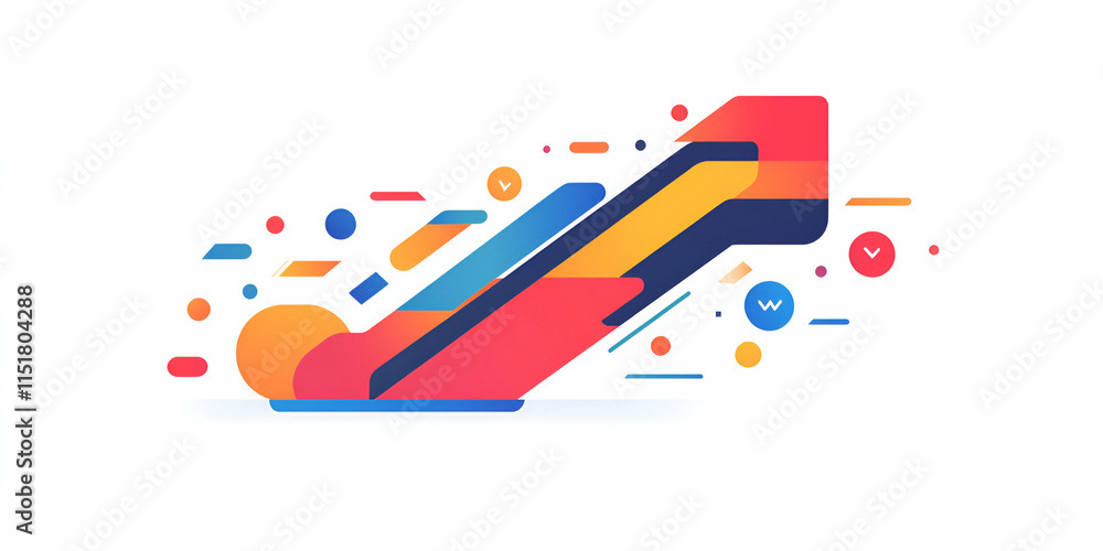 Poster abstract colorful shapes design, dynamic composition of vibrant hues and geometric forms create a vi