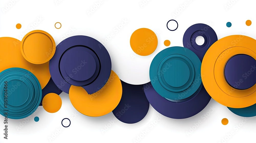 Poster abstract shapes and neon lights intertwining in a dynamic fusion of 2d and 3d elements