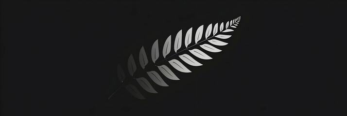 Silver Fern, Nature's Elegance in Monochrome, a symbol of purity and resilience, standing tall against the dark background.