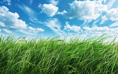 Obraz premium Peaceful Scene of Lush Green Grass Swaying Gently in the Breeze