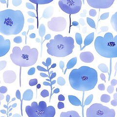 Delicate Watercolor Flowers in Shades of Blue Adding Elegance to Any Space