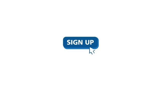 Sign up button in modern style. sign up button in modern style clicked with mouse curso. Motion graphics