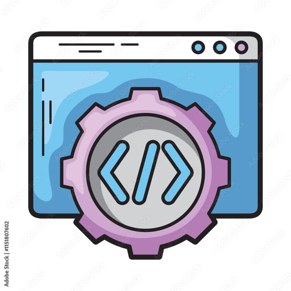 Poster gear and code displayed on a webpage suitable for technology, coding, web development, and software 
