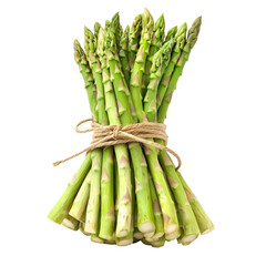 Freshly Harvested Bundle of Green Asparagus Spears on White Background
