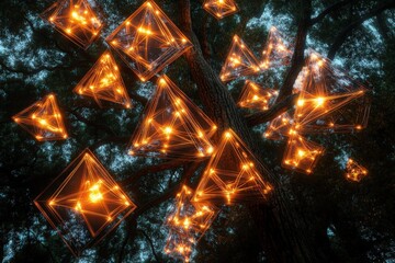 Luminous Geometric Structures Adorn Forest Canopy