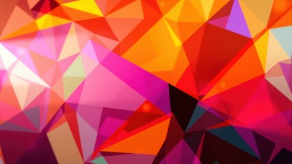 Obraz premium Abstract Colorful Low Polygonal Background Design Featuring Vivid Hues of Red, Orange, and Pink