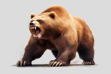 Fototapeta premium Grizzly Bear Roaring Majestically Powerful Wild Animal in its Habitat