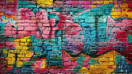 Fototapeta premium Abstract colorful Graffiti on brick wall.