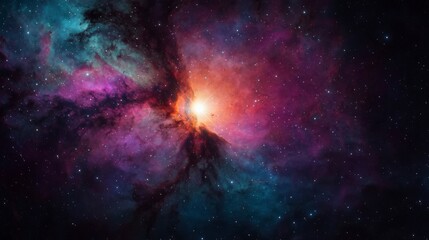 Obraz premium Stunning Cosmic Nebula with Vibrant Colors and Twinkling Stars Captured in Space, Illustrating the Beauty and Mystery of the Universe