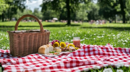 Park Picnic Basket Food And Drink Outdoors