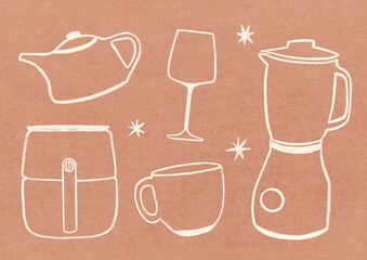 Kitchenware products kitchen utensils illustration