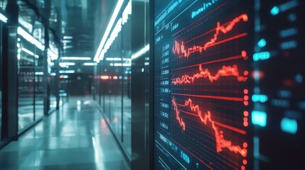 Modern Digital Trading Room with Graphs and Data Display
