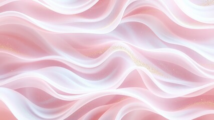 Obraz premium Abstract Pink and White Wave Pattern with Golden Sparkle Elegant, Luxurious Background Texture