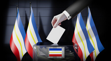 Mecklenburg-Western Pomerania - flags and ballot box - voting, election concept - 3D illustration