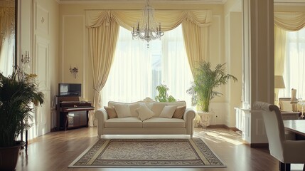 Elegant Living Room Interior Design: Luxurious Apartment with Classic Decor