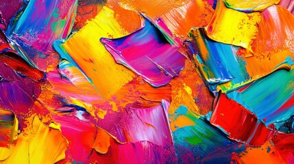 Fototapeta premium Vibrant Impasto Oil Painting Abstract Colorful Strokes
