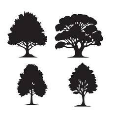 Set of plant and tree silhouette collection.

