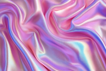 Obraz premium Iridescent pink silk fabric with flowing waves and subtle color shifts.