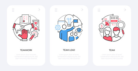 Team and leader - line design style banners set