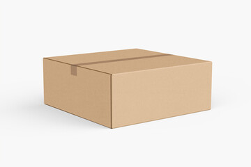 empty Brown Paper mailing box cardboard box isolated on white background