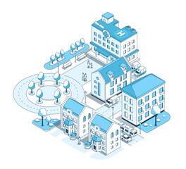 City Municipal Hospital - modern vector isometric illustration