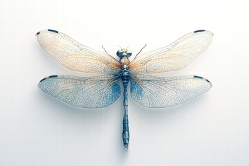 Dragonfly Wings Detail - Blue and Beige