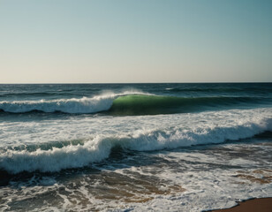 A tranquil ocean scene, with ripples and waves forming calm patterns.