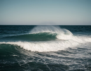 Fototapeta premium A powerful wave breaking forward, showing the raw energy of the ocean.