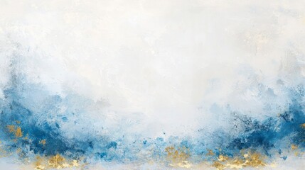 Obraz premium Impressionistic Frame and Border Design for Christmas and Holiday Greetings, Featuring Soft Blues and Golds Ideal for Festive Seasonal Use