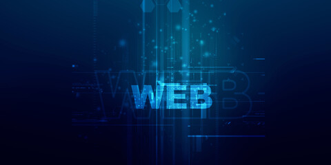 2D illustration Web against glowing technological background