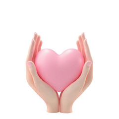 Obraz premium 3D icon of hands holding a heart, Valentine's Day concept . isolated on transparent background.